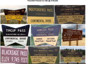 A few mountain pass Signs in the Rocky Mountains