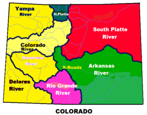 River watersheds in the Rocky mountains of Colorado