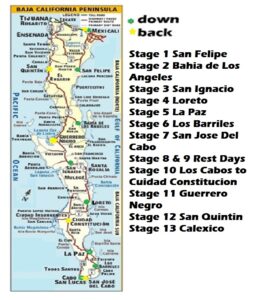 Baja Map with Cities vistited