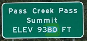Pass Creek Pass summit sign